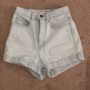 American Apparel light denim shorts high waisted